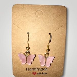 Pink butterfly earrings non-tarnish.